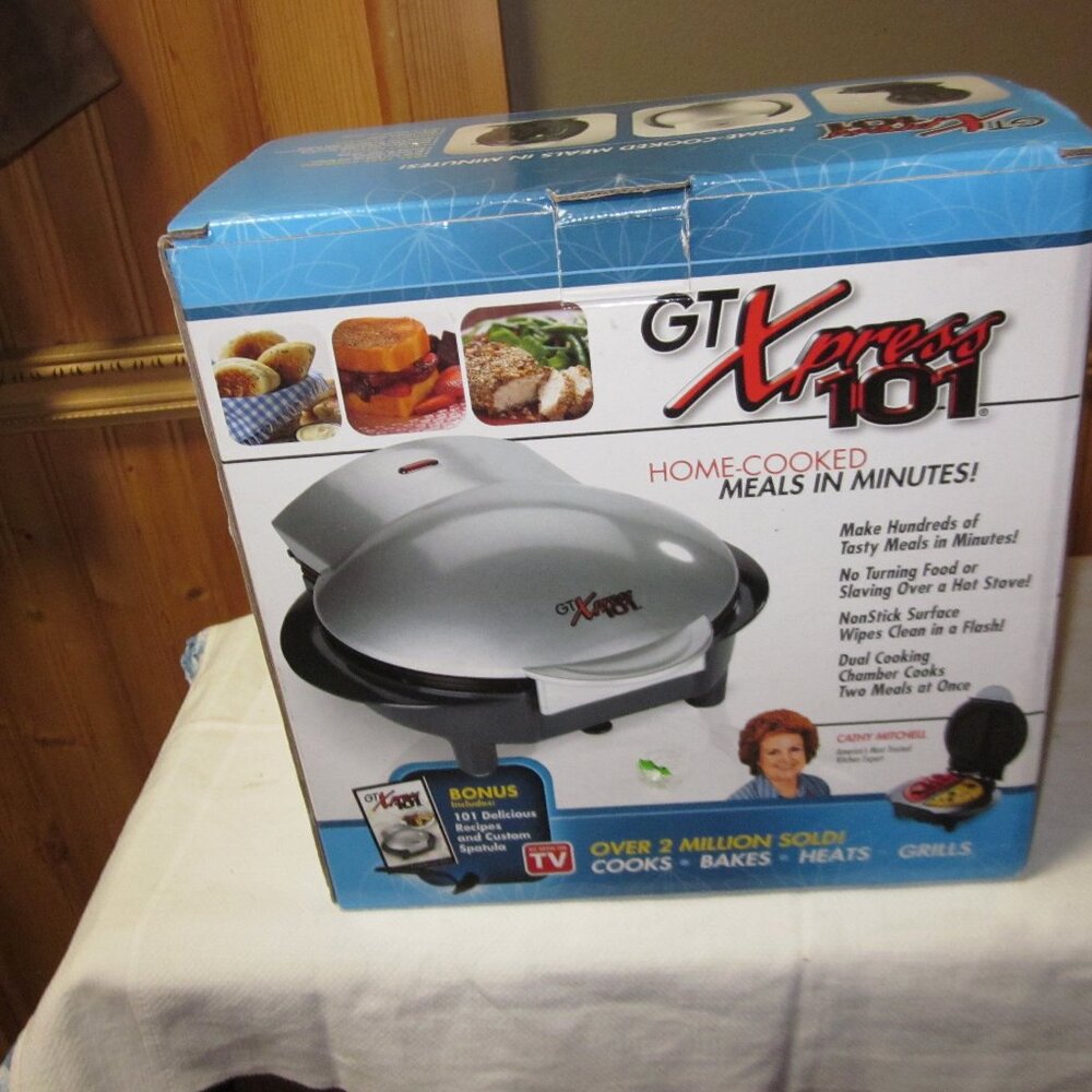 GX Express 101 new in box grill bake cook dual chamber 2 meals in minutes new
